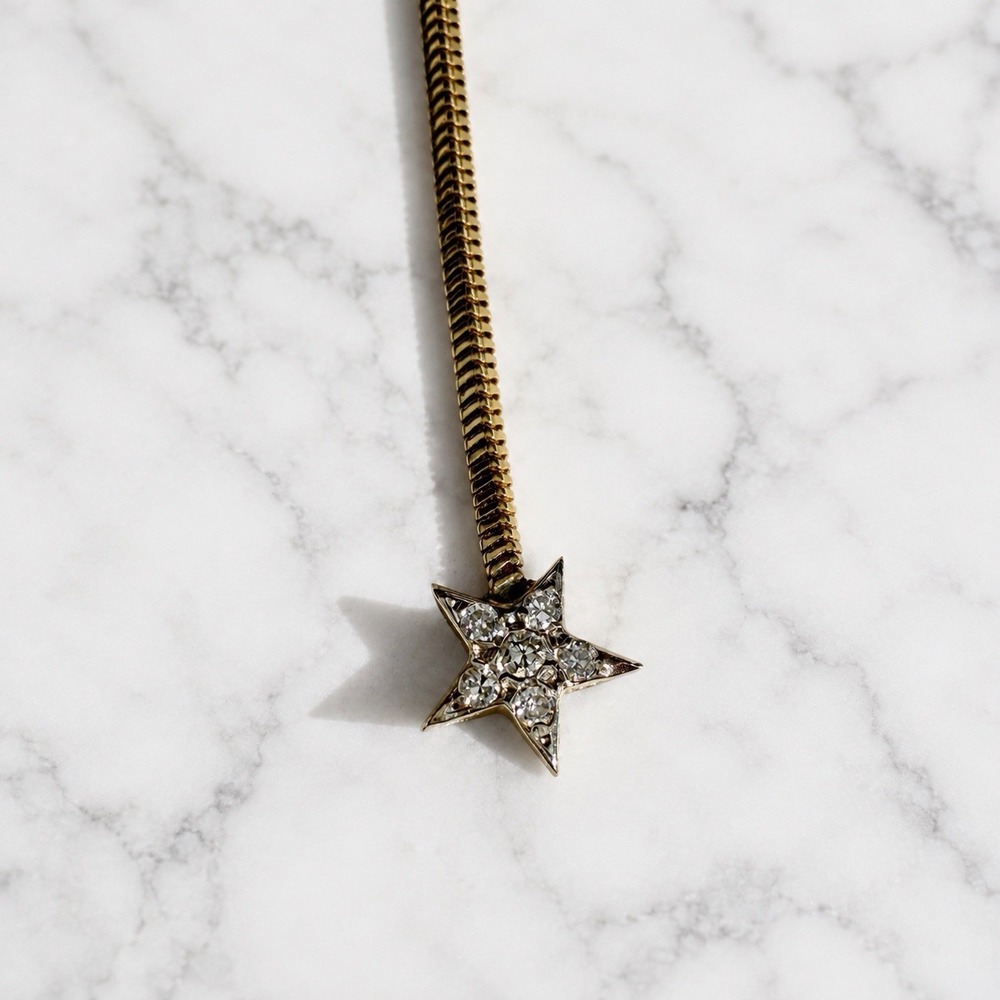 Vintage Italian 18K Gold Diamond Celestial Moon Star Whimsigoth Lariat Necklace - Picture 6 of 9